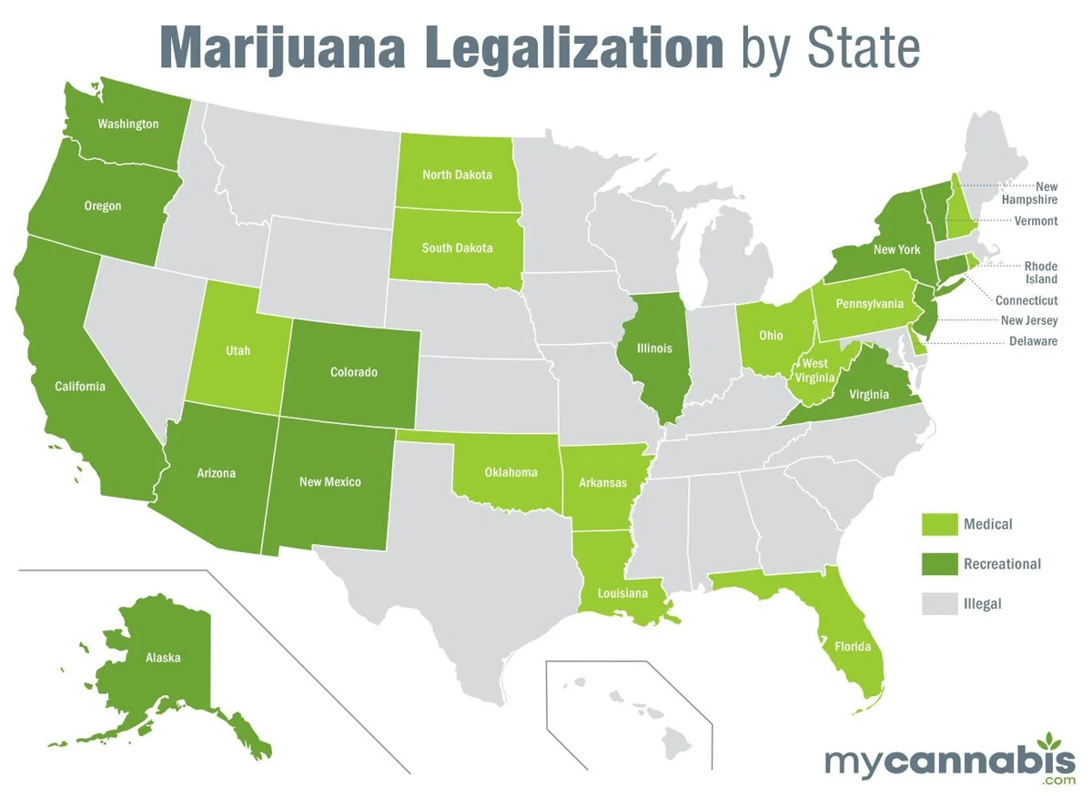 US states with legal medical marijuana